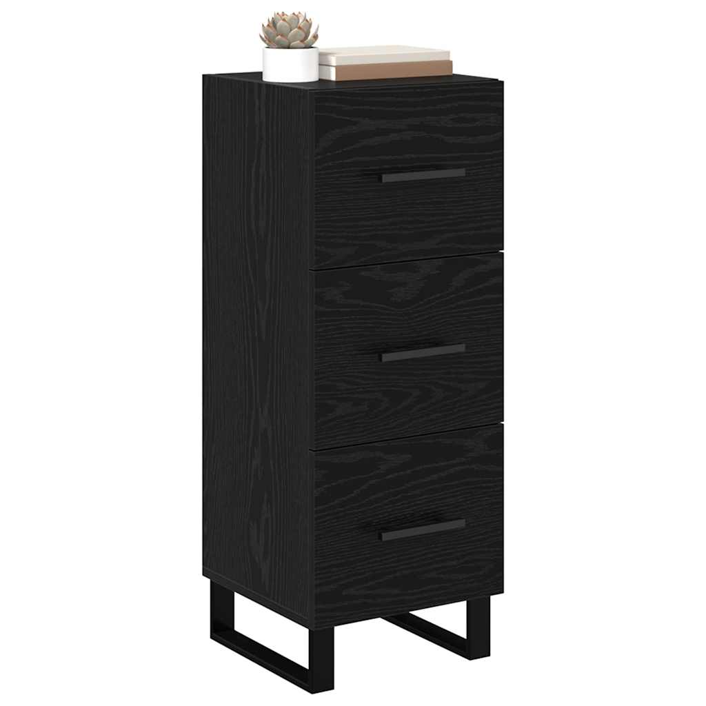 Sideboard Schwarz Eichen-Optik 34,5 x 34 x 90 cm Holzwerkstoff