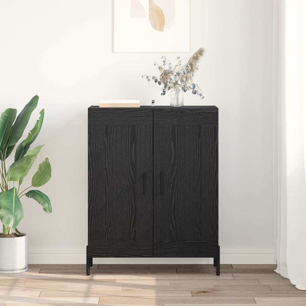 vidaXL Buffet noir aspect chêne 69,5 x 34 x 90 cm