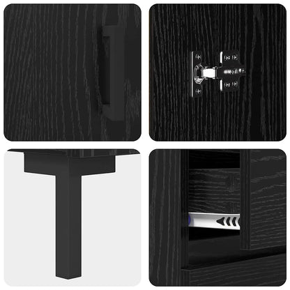 Sideboard Schwarz Eichen-Optik 69.5 x 34 x 90 cm Holzwerkstoff