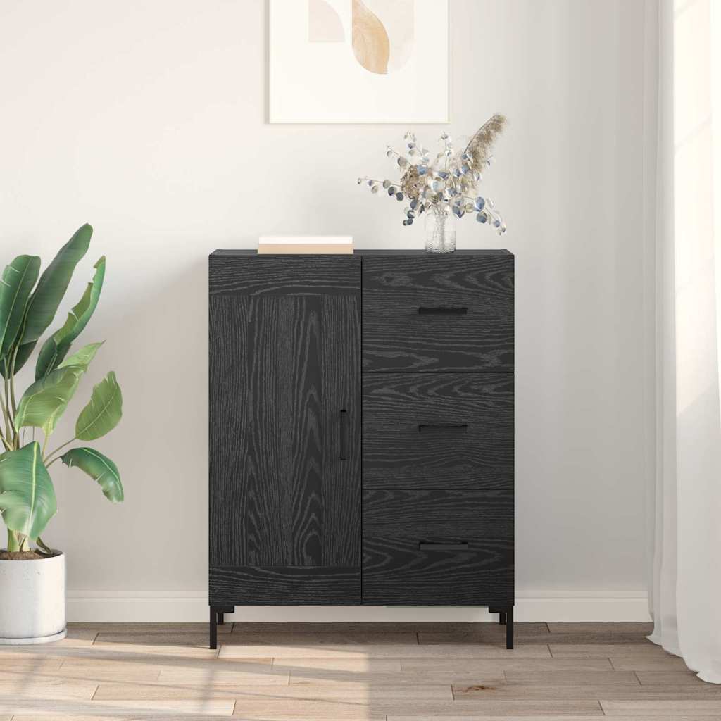 Sideboard Schwarz Eichen-Optik 69.5 x 34 x 90 cm Holzwerkstoff