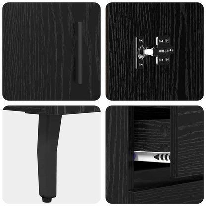 Sideboard mit Schubladen Schwarz Eichen-Optik 69,5 x 34 x 90 cm