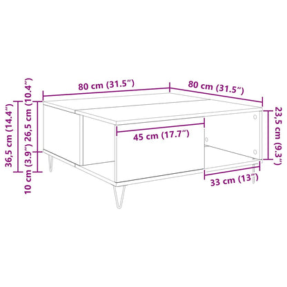 vidaXL Couchtisch Artisan-Eiche 80 x 80 x 36,5 cm Holzwerkstoff