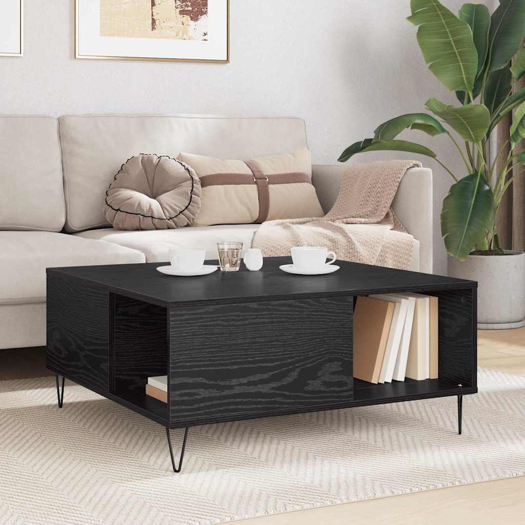 vidaXL Couchtisch Schwarz Eichen-Optik 80 x 80 x 36,5 cm Holzwerkstoff