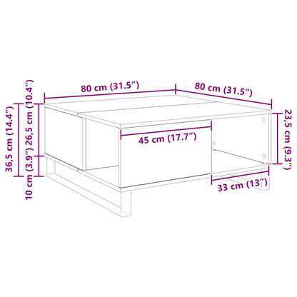vidaXL Couchtisch Schwarz Eichen-Optik 80 x 80 x 36,5 cm Holzwerkstoff
