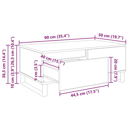 vidaXL Couchtisch Artisan-Eiche 90 x 50 x 36,5 cm Holzwerkstoff