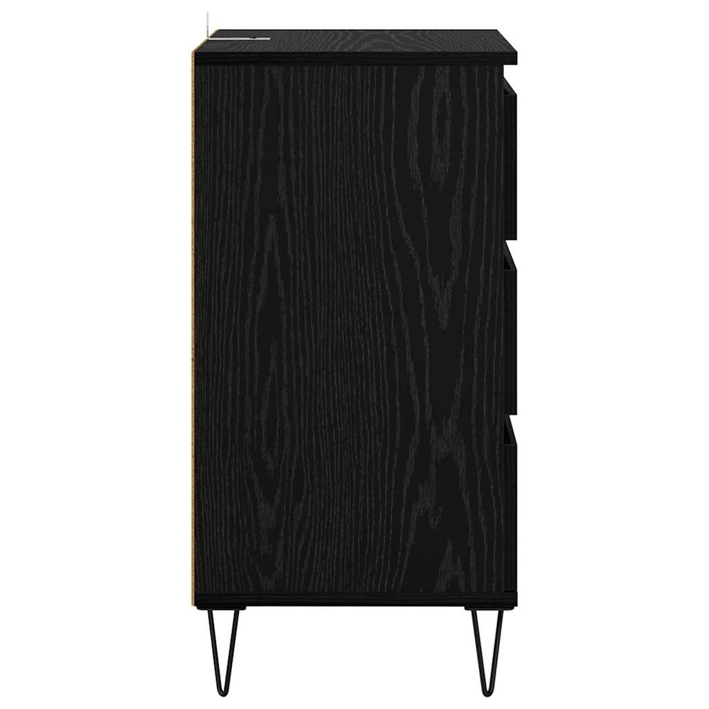 Sideboard mit Schubladen Schwarz Eichen-Optik 40 x 35 x 70 cm