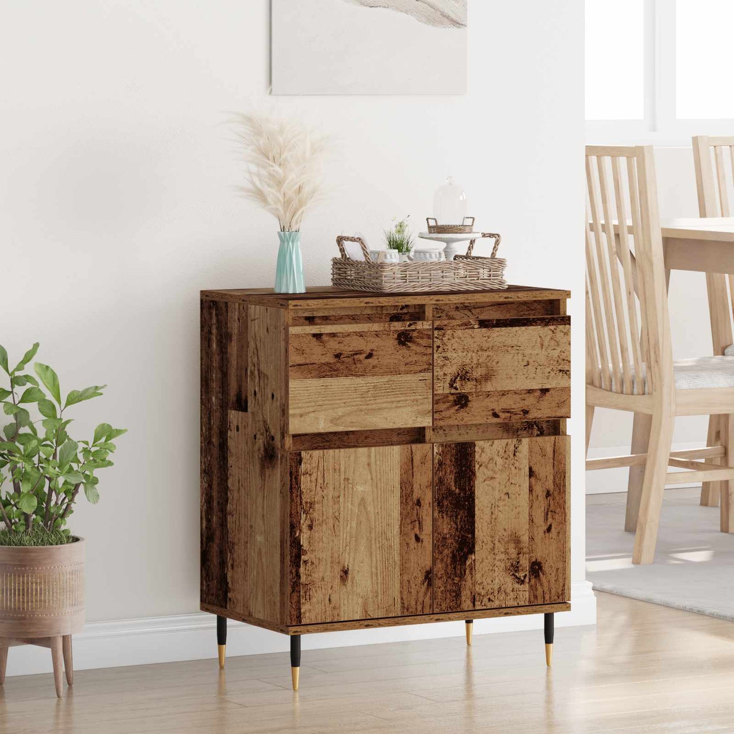vidaXL Sideboard Altholz 60 x 35 x 70 cm Verbundholz und Eisen