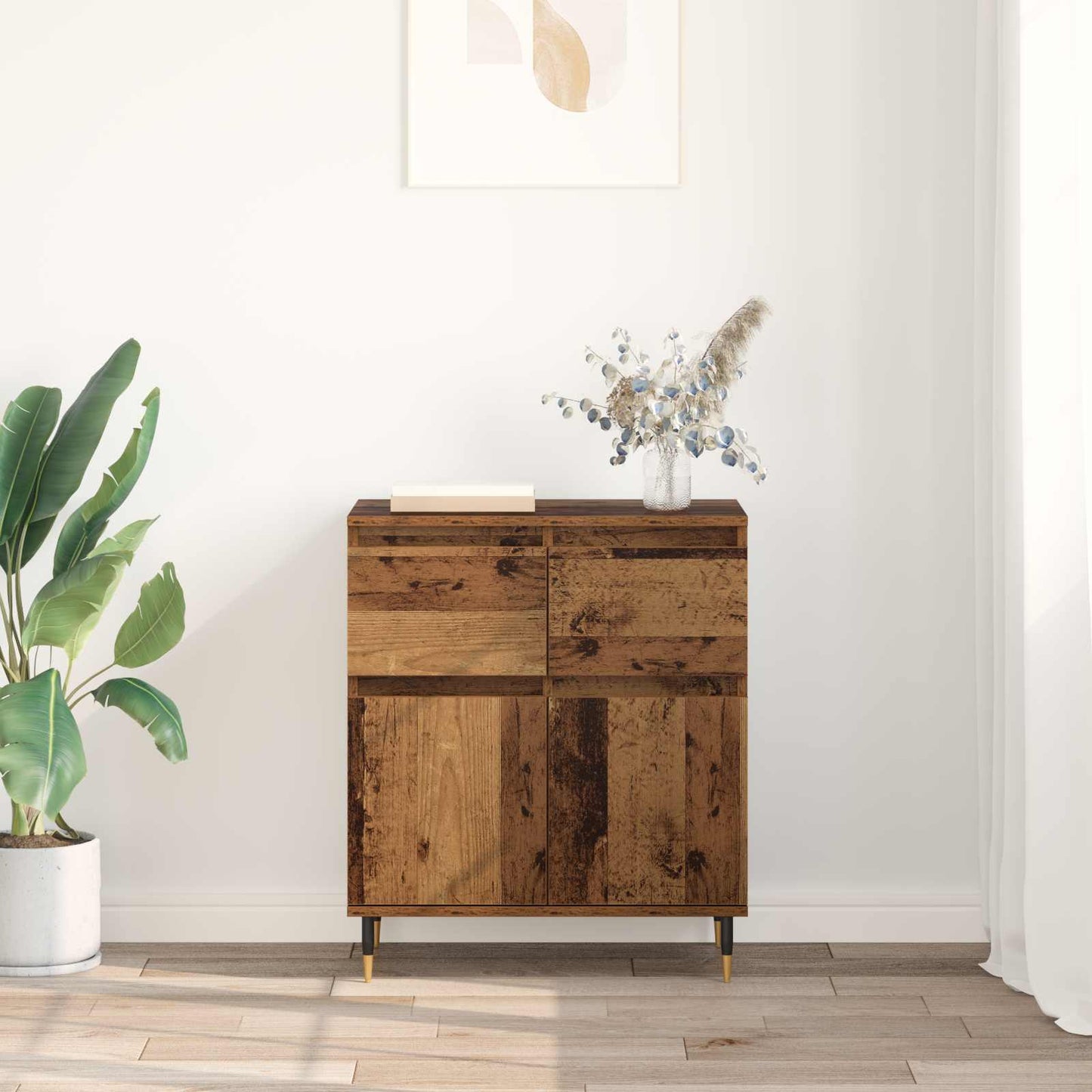 vidaXL Sideboard Altholz 60 x 35 x 70 cm Verbundholz und Eisen