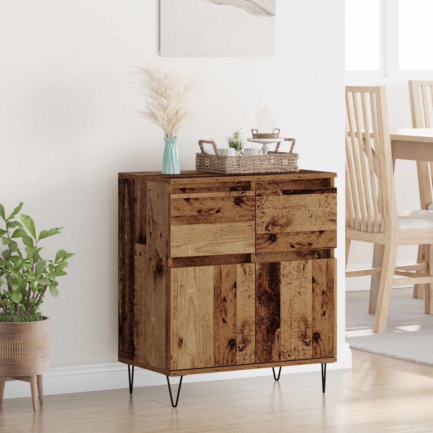 vidaXL Sideboard Altholz 60 x 35 x 70 cm Verbundholz und Eisen