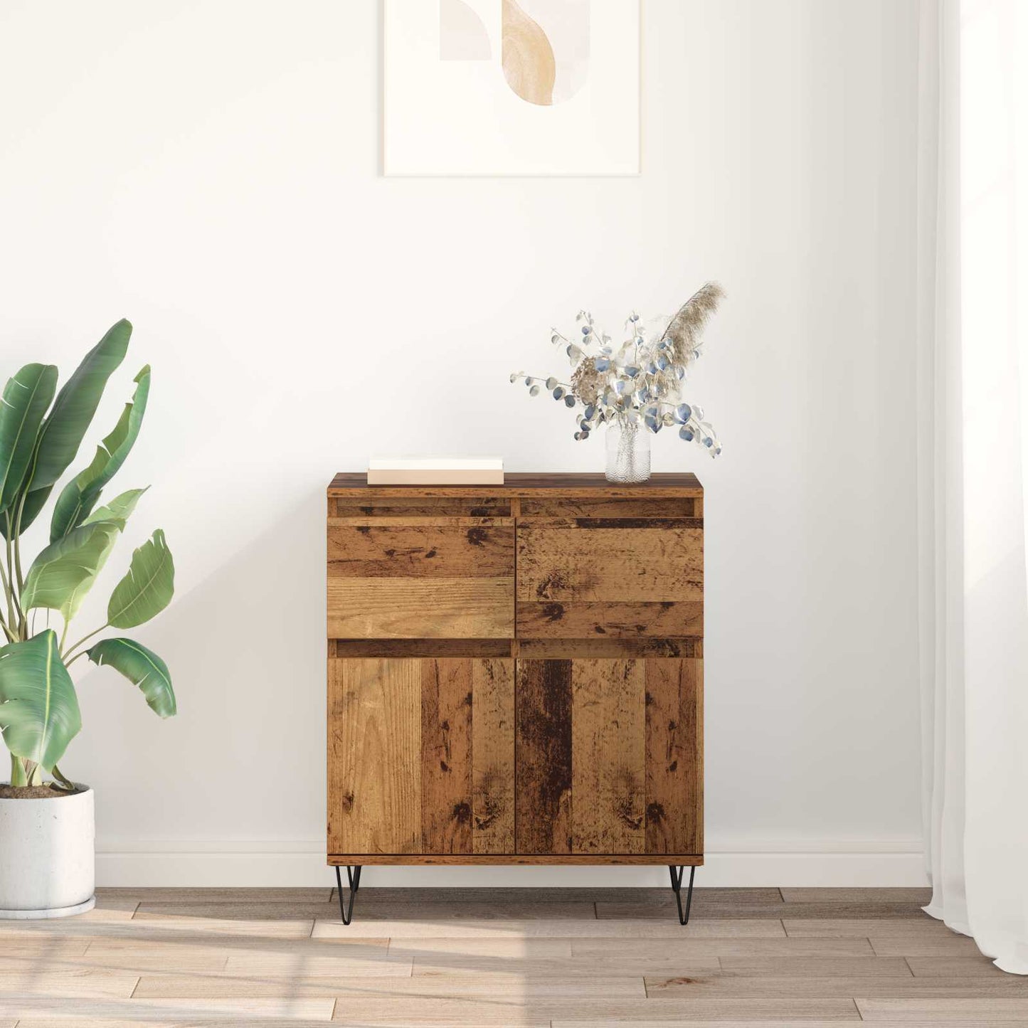 vidaXL Sideboard Altholz 60 x 35 x 70 cm Verbundholz und Eisen