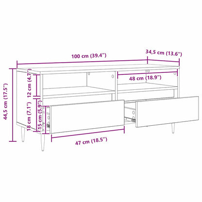vidaXL TV-Schränk mit Schubladen Artisan-Eiche 100 x 34,5 x 44,5 cm
