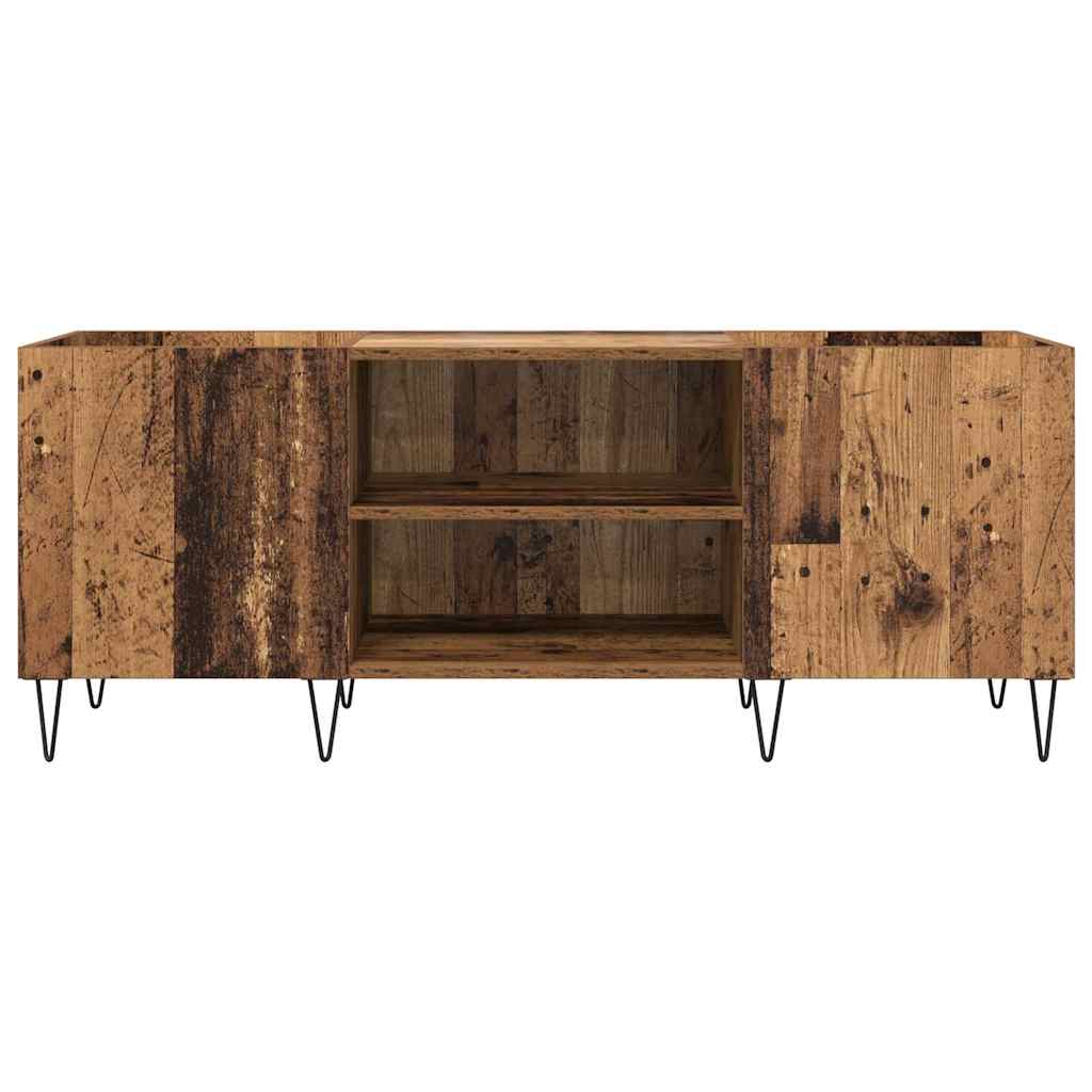 Schallplattenschrank mit Regal mit Tür Altholz 121 x 38 x 48 cm