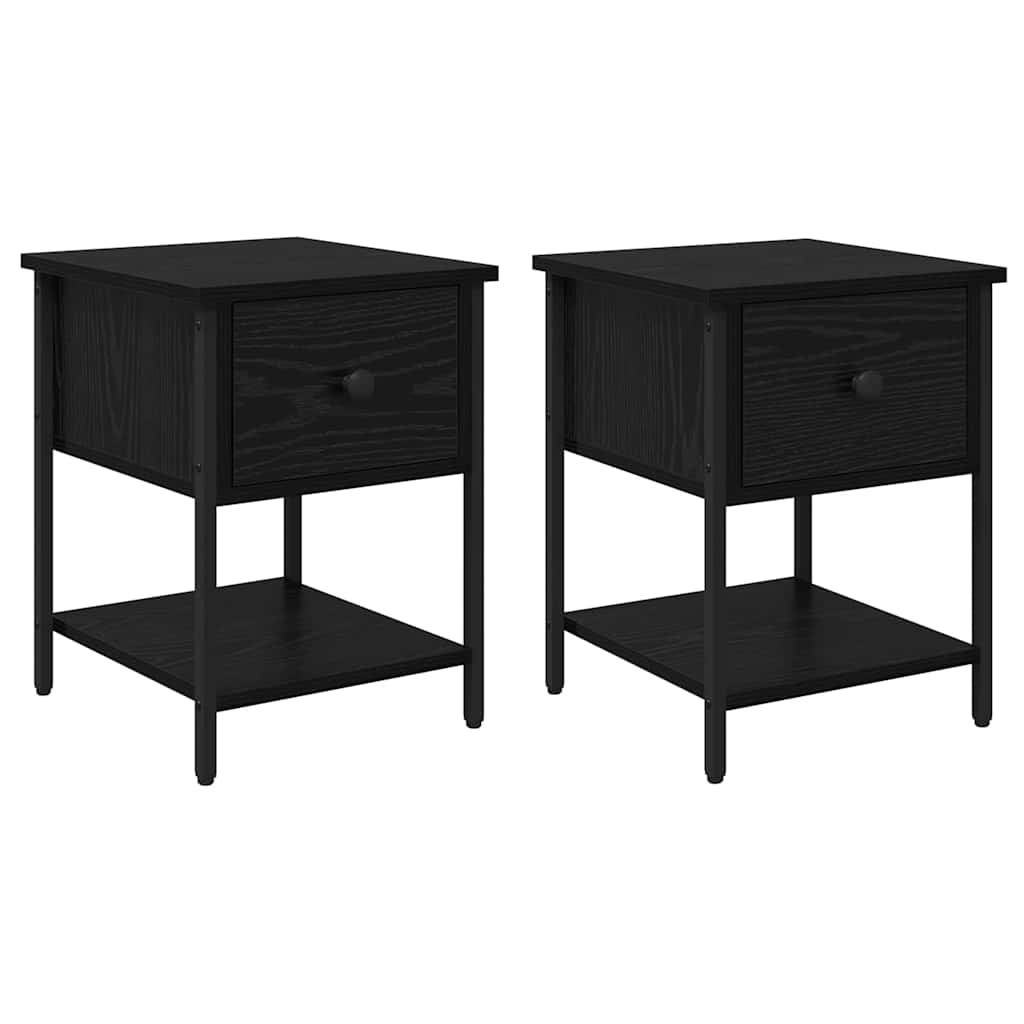 vidaXL Nachttisch 2 pcs Schwarz Eichen-Optik 34 x 35,5 x 45 cm