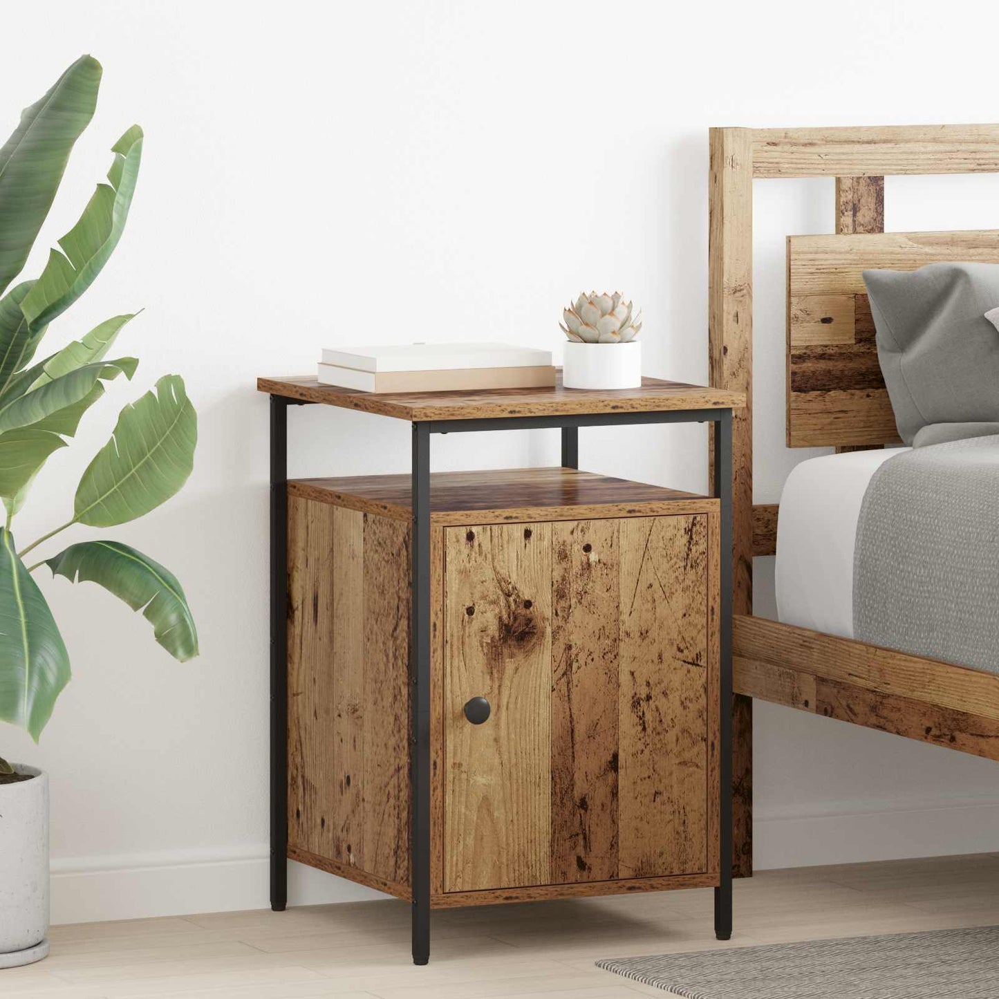 vidaXL Nachttisch 2 pcs Altholz 40 x 42 x 60cm Holzwerkstoff