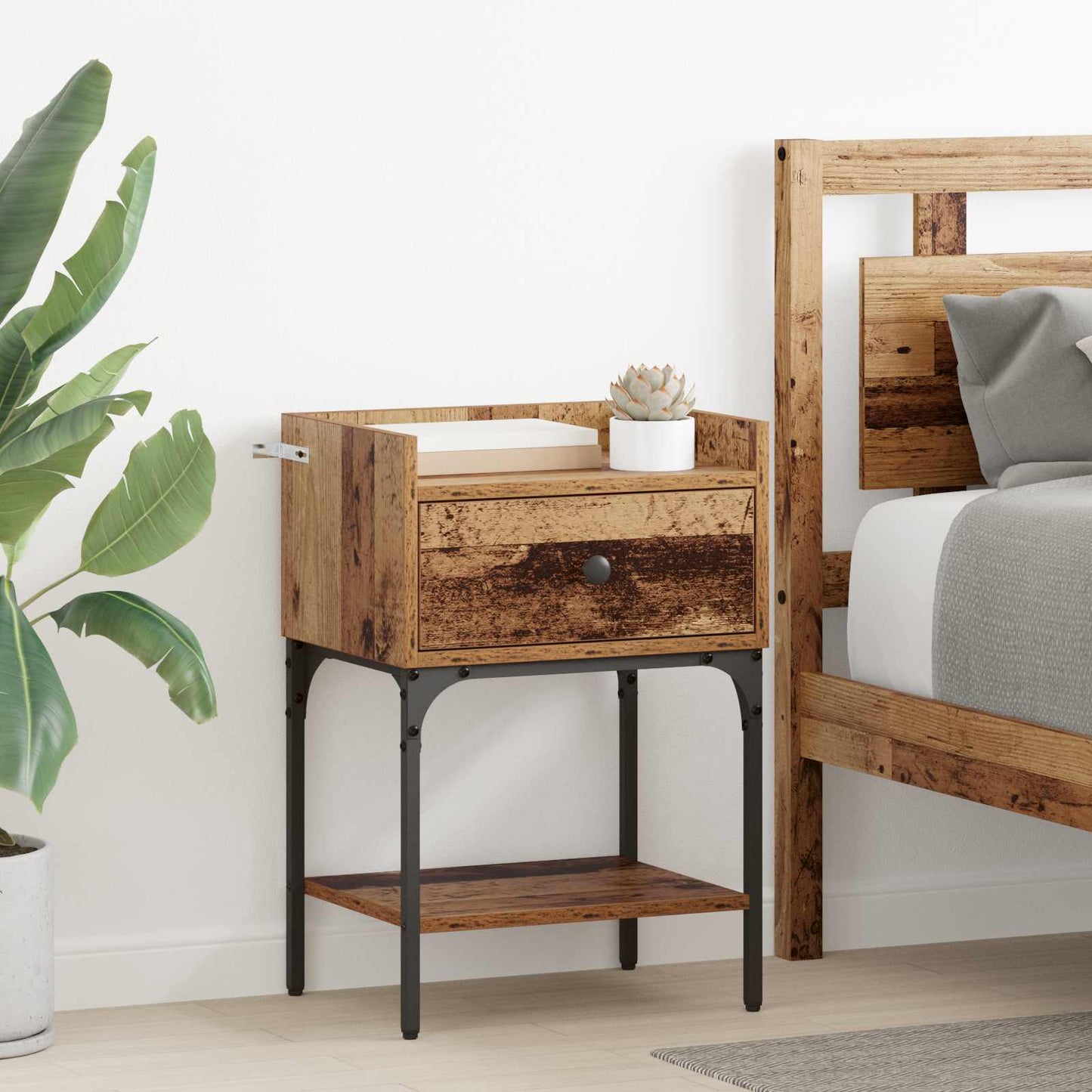 vidaXL Nachttisch 2 pcs Altholz 40 x 29 x 60 cm Holzwerkstoff