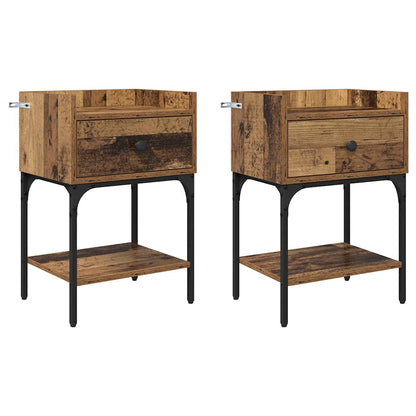 Nachttisch 2 pcs Altholz 40 x 29 x 60 cm Holzwerkstoff