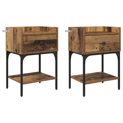 vidaXL Nachttisch 2 pcs Altholz 40 x 29 x 60 cm Holzwerkstoff