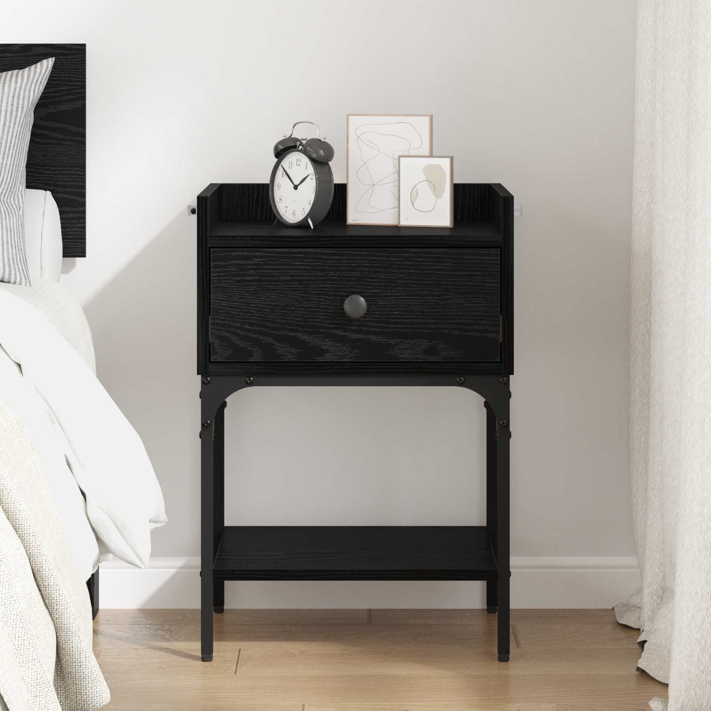 vidaXL Nachttisch Schwarz Eichen-Optik 40 x 29 x 60 cm Holzwerkstoff