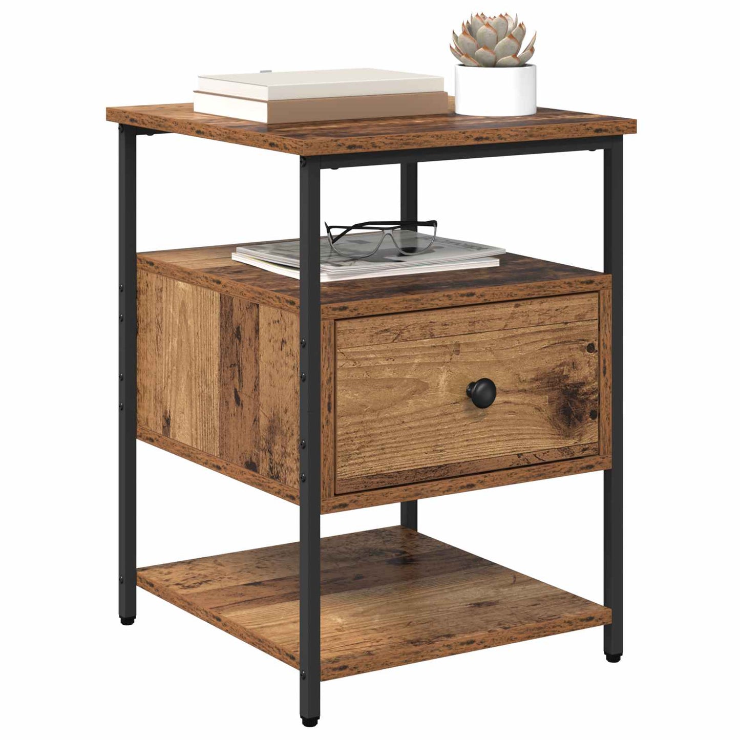 vidaXL Nachttisch mit Schubladen Altholz 40 x 42 x 56 cm Holzwerkstoff