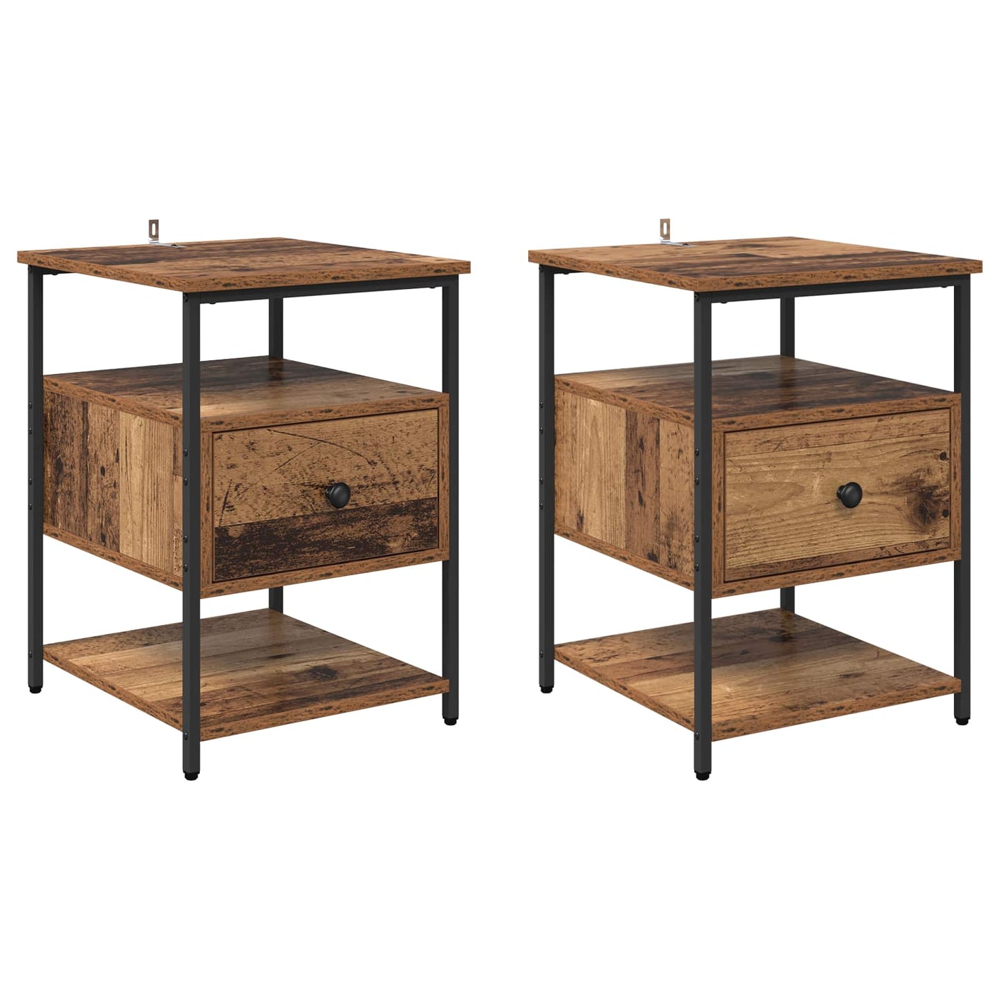vidaXL Nachttisch 2 pcs Altholz 40 x 42 x 56 cm Holzwerkstoff