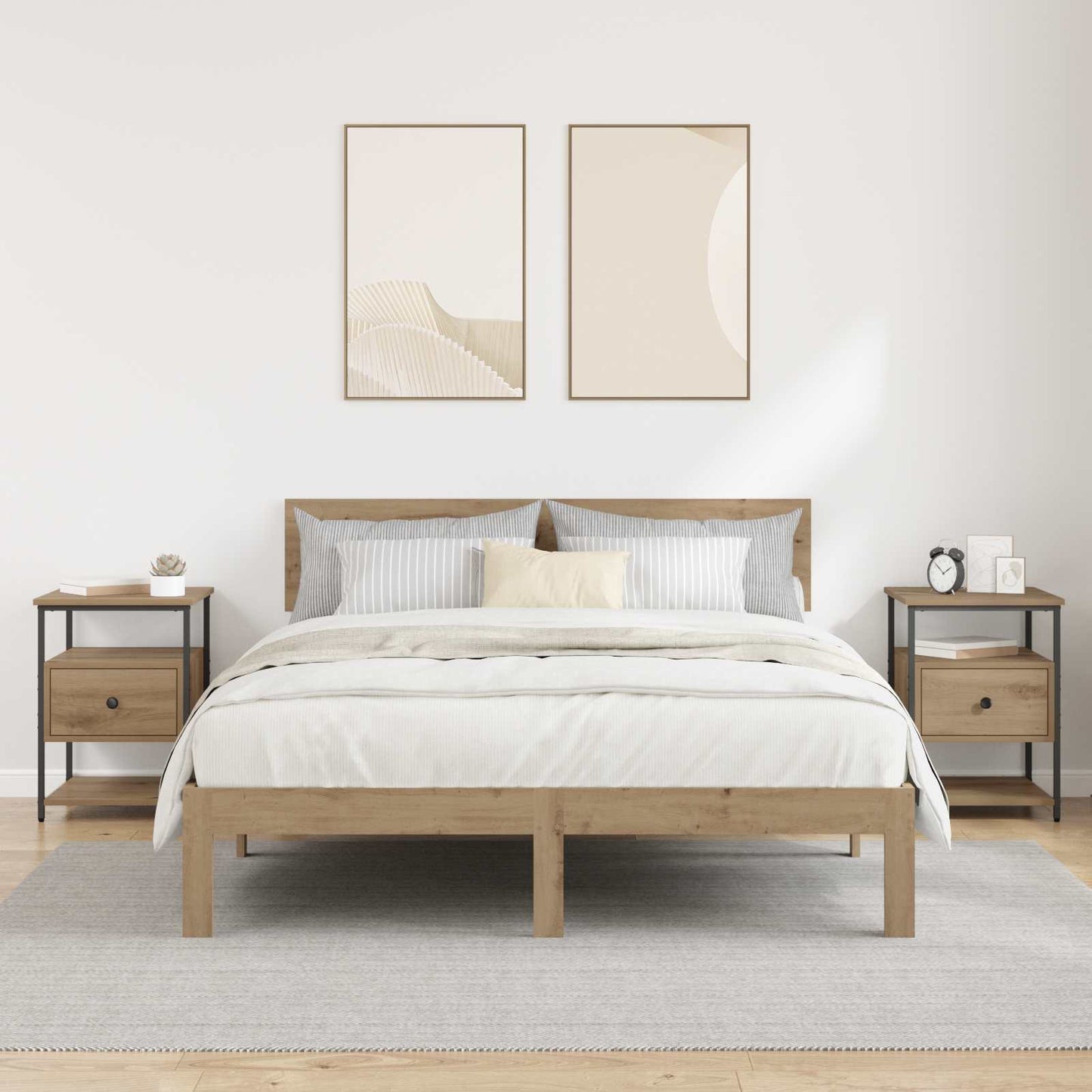vidaXL Nachttisch 2 pcs Artisan-Eiche 40 x 42 x 56 cm Holzwerkstoff