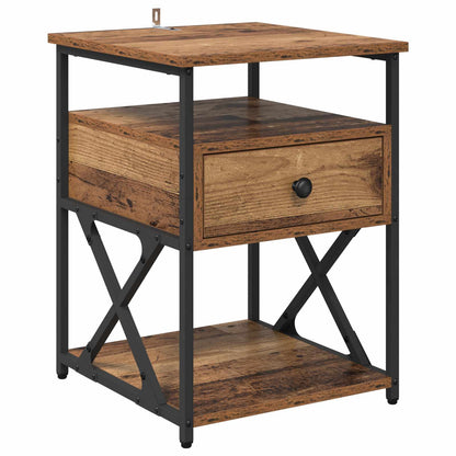 vidaXL Nachttisch mit Schubladen Altholz 40 x 42 x 55 cm Holzwerkstoff