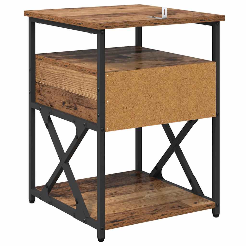 Nachttisch mit Schubladen Altholz 40 x 42 x 55 cm Holzwerkstoff