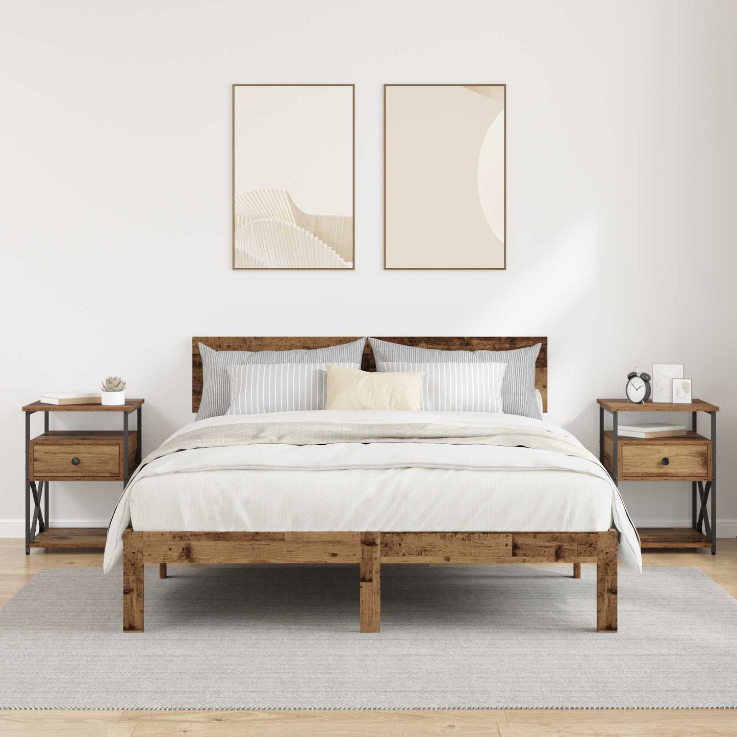vidaXL Nachttisch 2 pcs Altholz 40 x 42 x 55 cm Holzwerkstoff