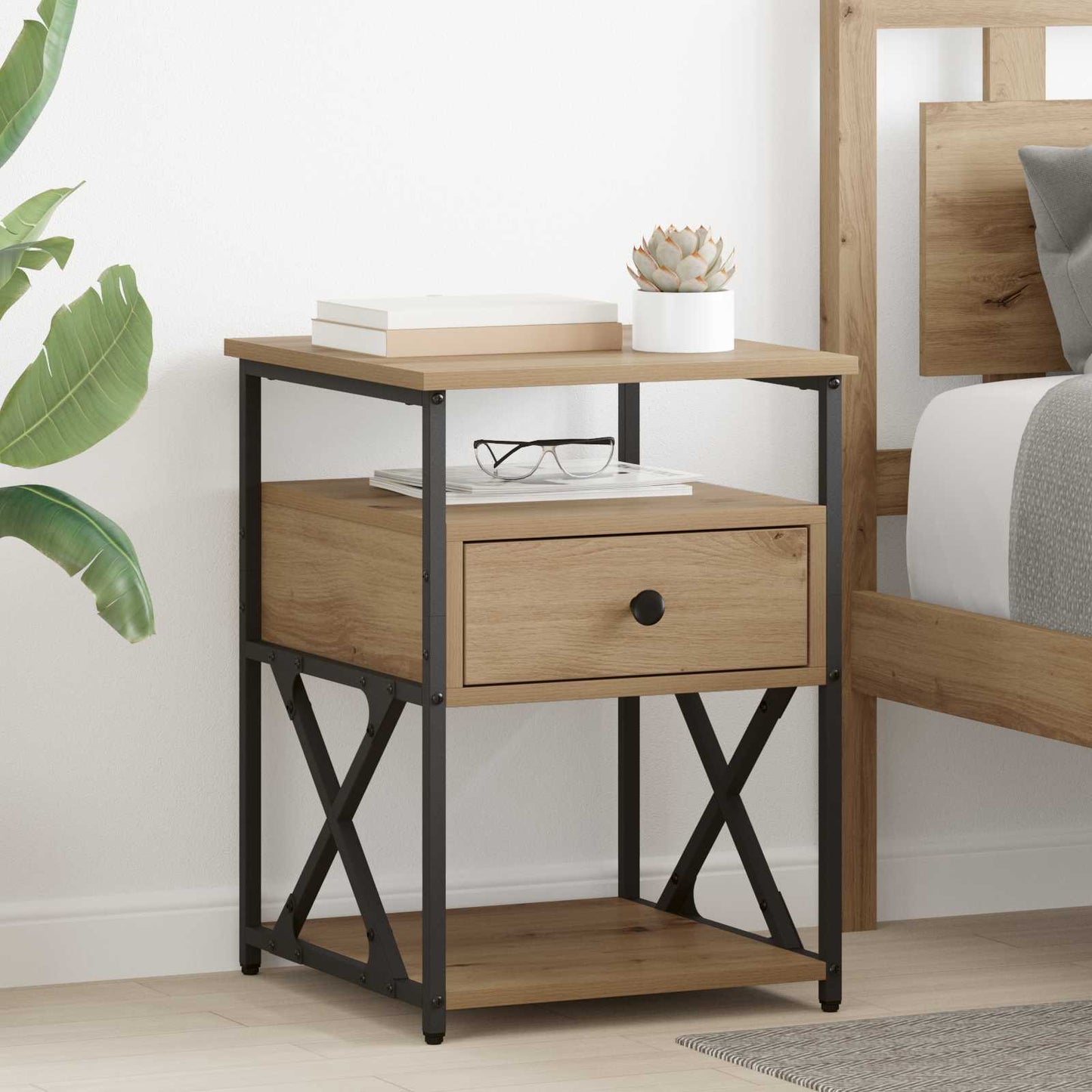 vidaXL Nachttisch 2 pcs Artisan-Eiche 40 x 42 x 55 cm Holzwerkstoff