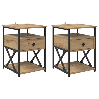vidaXL Nachttisch 2 pcs Artisan-Eiche 40 x 42 x 55 cm Holzwerkstoff