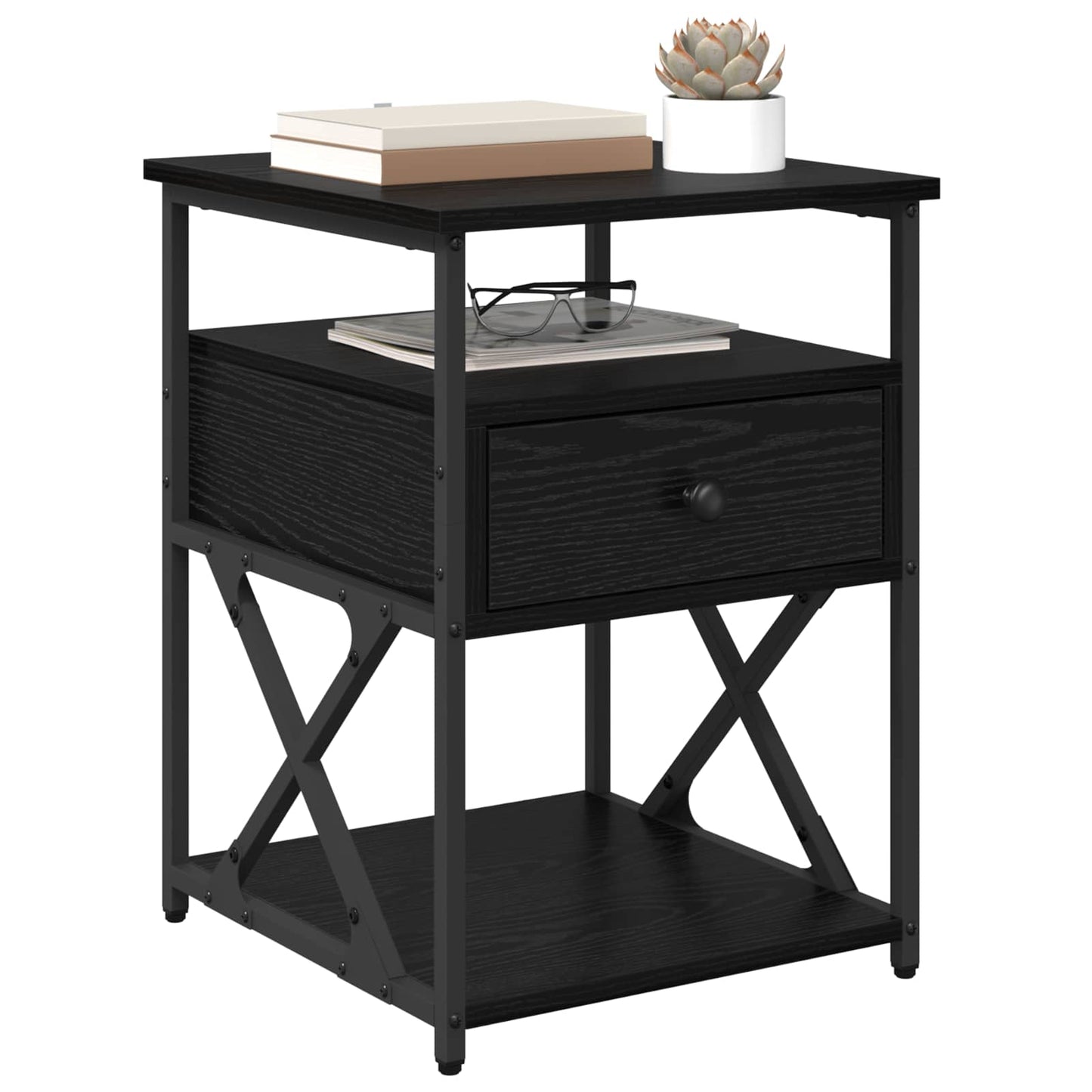 vidaXL Nachttisch Schwarz Eichen-Optik 40 x 42 x 55 cm Holzwerkstoff