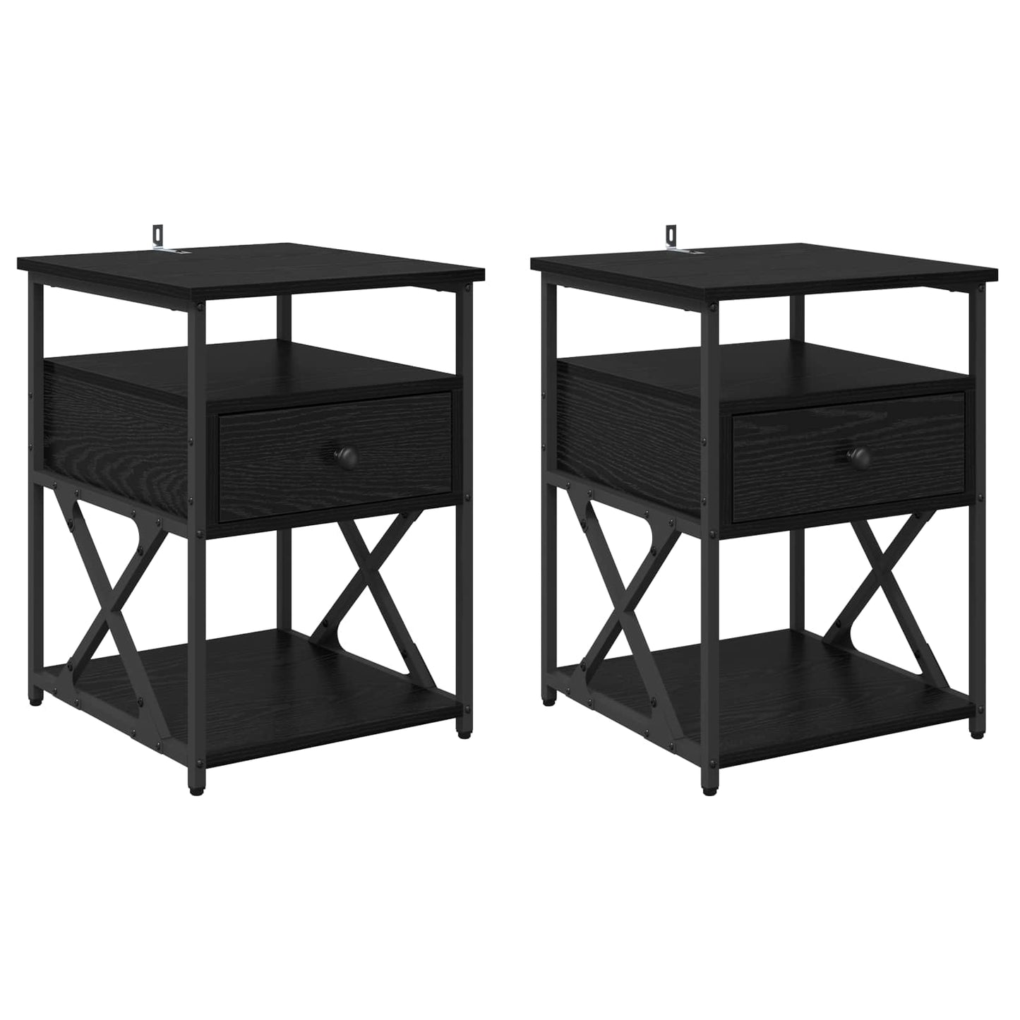 vidaXL Nachttisch 2 pcs Schwarz Eichen-Optik 40 x 42 x 55 cm