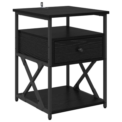 vidaXL Nachttisch 2 pcs Schwarz Eichen-Optik 40 x 42 x 55 cm