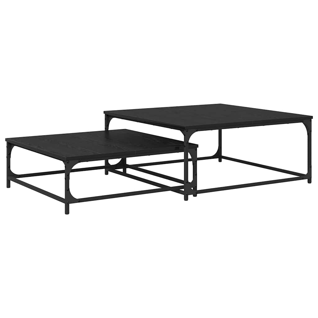 vidaXL Couchtisch 2 pcs Schwarz Eichen-Optik Holzwerkstoff