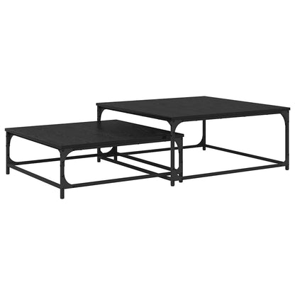 vidaXL Couchtisch 2 pcs Schwarz Eichen-Optik Holzwerkstoff