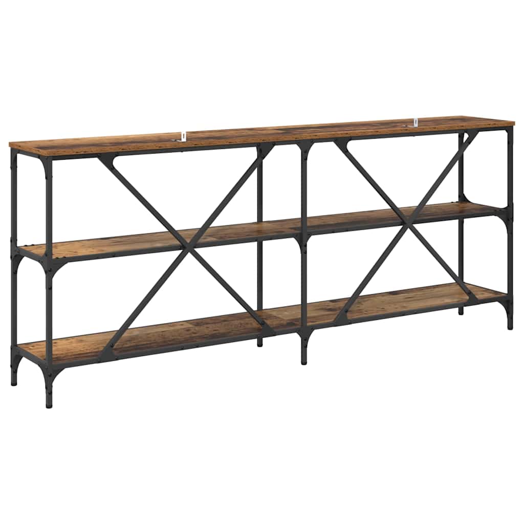 vidaXL Konsolentisch mit Regal Altholz 180 x 30 x 75 cm Holzwerkstoff