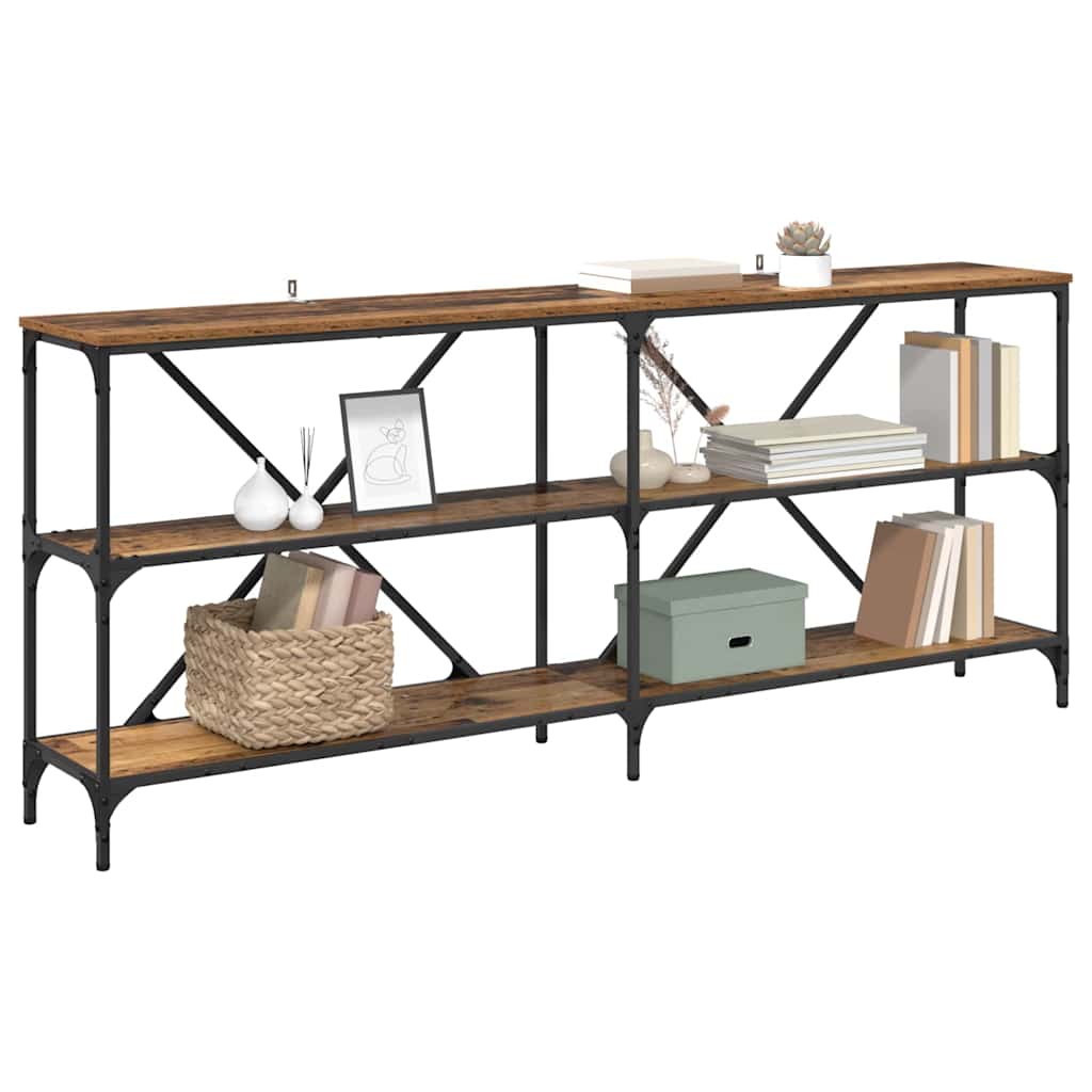 vidaXL Konsolentisch mit Regal Altholz 180 x 30 x 75 cm Holzwerkstoff