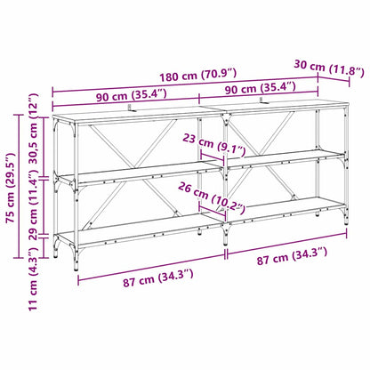 vidaXL Konsolentisch Artisan-Eiche 180 x 30 x 75 cm Holzwerkstoff