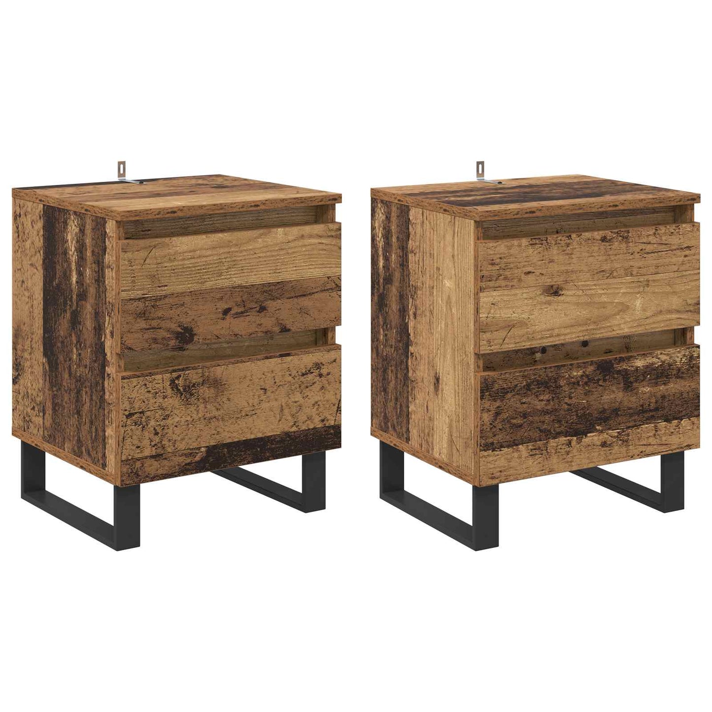 vidaXL Table de chevet 2 pcs bois de récupération 40 x 35 x 50 cm bois d'ingénierie