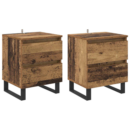 vidaXL Table de chevet 2 pcs bois de récupération 40 x 35 x 50 cm bois d'ingénierie