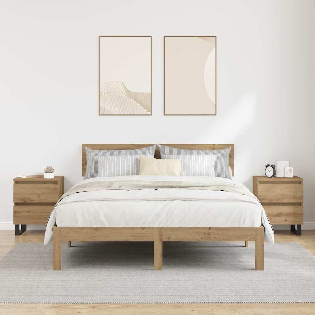 vidaXL Nachttisch 2 pcs Artisan-Eiche 40 x 35 x 50 cm Holzwerkstoff