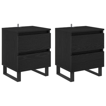 vidaXL Nachttisch 2 pcs Schwarz Eichen-Optik 40 x 35 x 50 cm