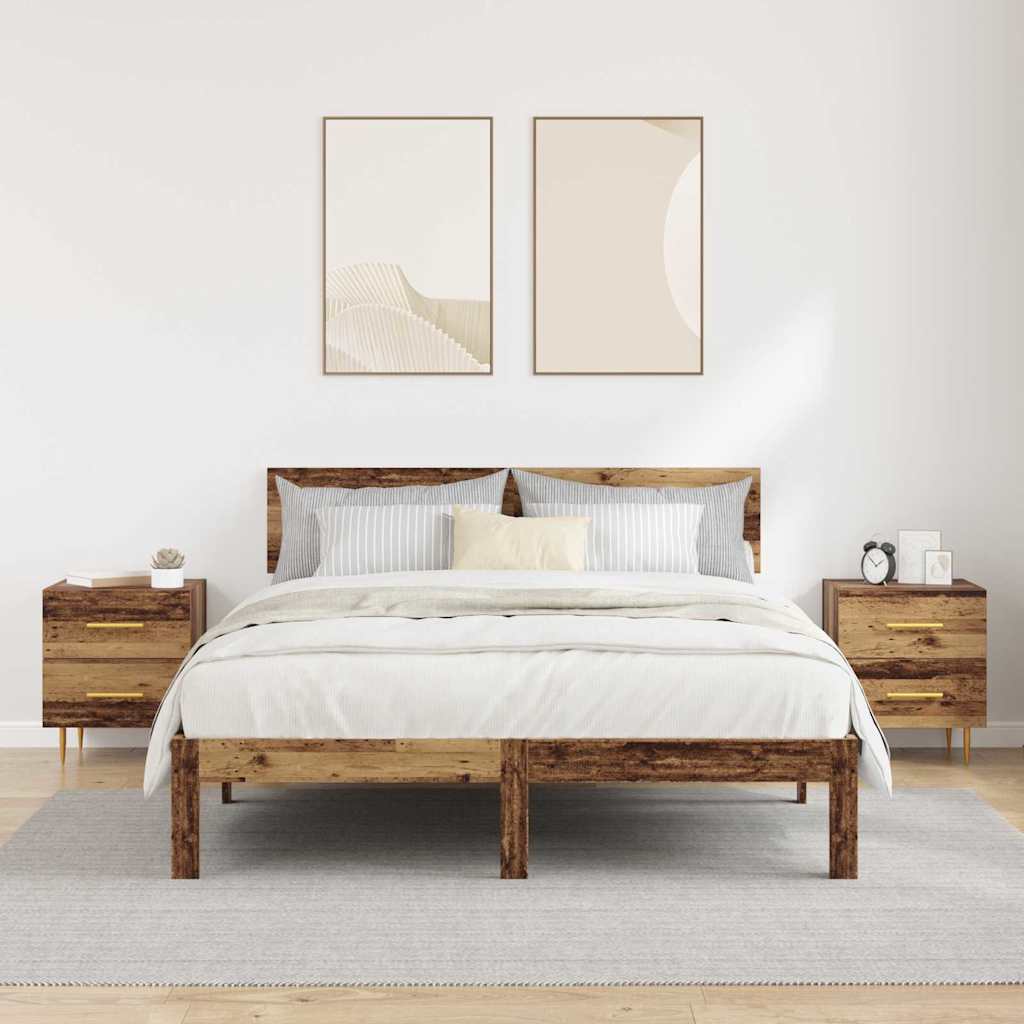 vidaXL Nachttisch 2 pcs Altholz 40 x 35 x 47,5 cm Holzwerkstoff