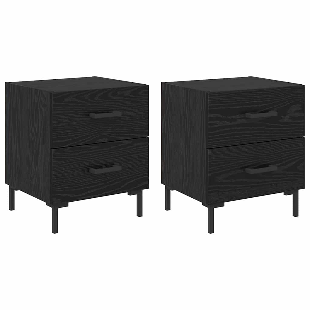 vidaXL Nachttisch 2 pcs Schwarz Eichen-Optik 40 x 35 x 47,5 cm