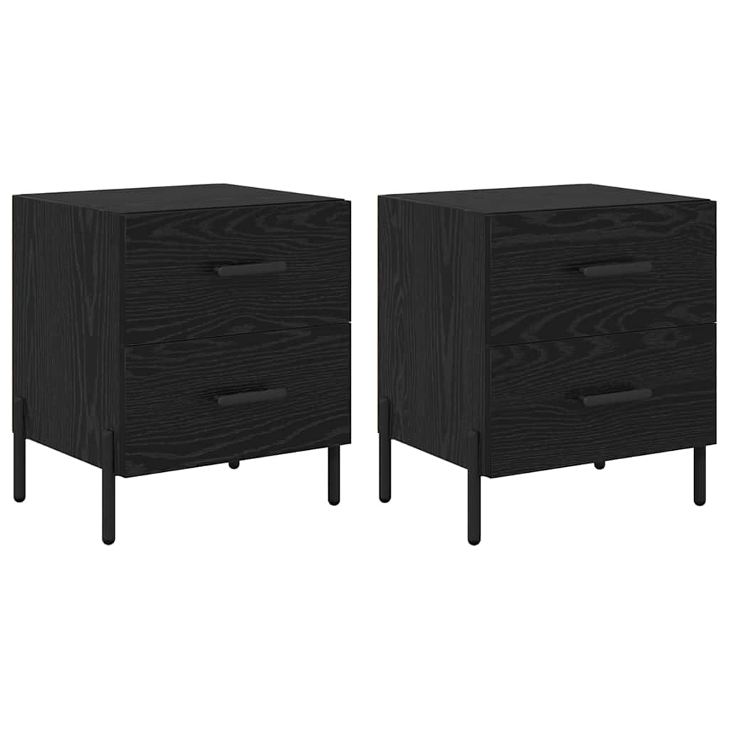 vidaXL Nachttisch 2 pcs Schwarz Eichen-Optik 40 x 35 x 47,5 cm