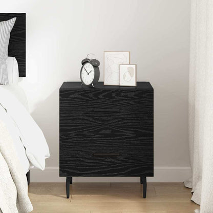 vidaXL Table de chevet Noir aspect chêne 40 x 35 x 47,5 cm Bois d'ingénierie