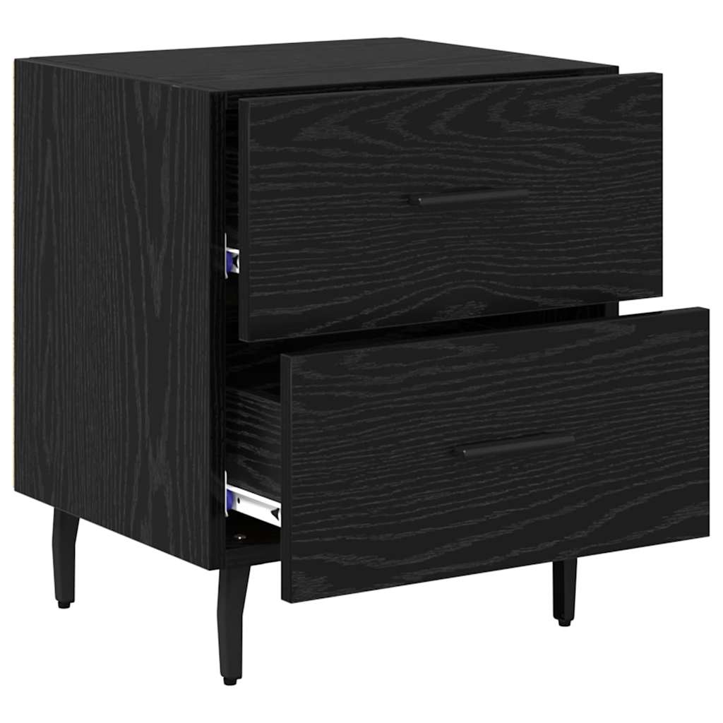 vidaXL Table de chevet Noir aspect chêne 40 x 35 x 47,5 cm Bois d'ingénierie