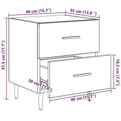 vidaXL Table de chevet Noir aspect chêne 40 x 35 x 47,5 cm Bois d'ingénierie