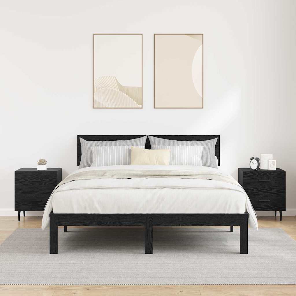 vidaXL Tables de chevet 2 pcs Noir aspect chêne 40 x 35 x 47,5 cm