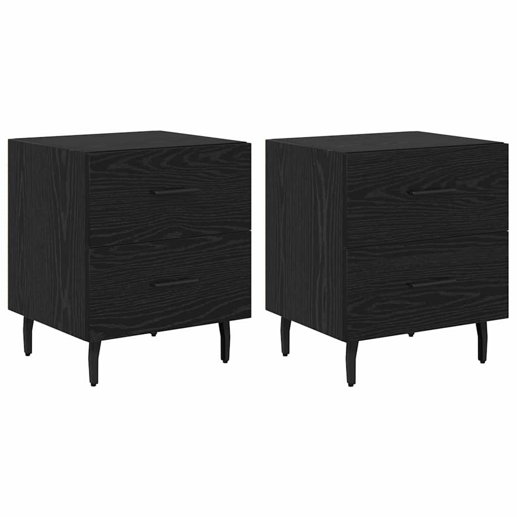 vidaXL Tables de chevet 2 pcs Noir aspect chêne 40 x 35 x 47,5 cm